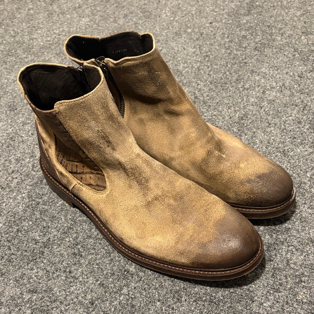 Martin Dingman Distressed Tan Leather Boots